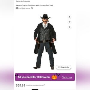 California Costumes Western Cowboy Gunfighter Costume - Black and White